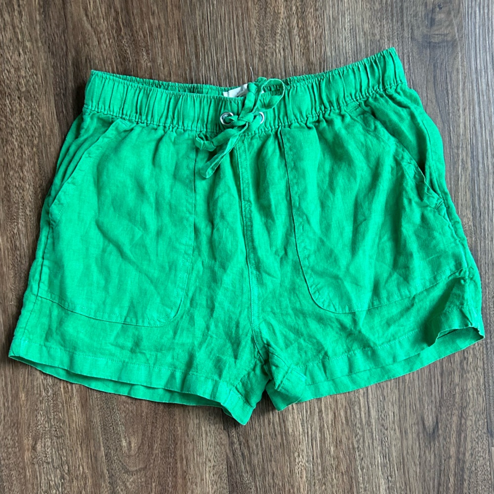 C&C CALIFORNIA Linen High Waist Kelly Green Shorts Elastic Coastal Casual | Sz S - Picture 6 of 8
